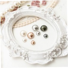 납작 진주 카보숑 펄 플랫백 비즈 장식 구슬 수공예 재료 악세서리 만들기, 1개, MM6 (3개)_로즈골드