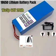 AA 16S5P 60V 20Ah 리튬 배터리 팩 2000W 고출력 내장형 BMS 오토바이 스쿠터 자전거 모터 교체용, 02 DC-2Line