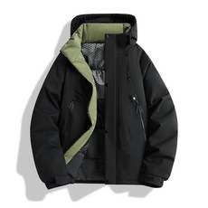 衝鋒衣男飛行夾克三合一外套：石墨烯羽絨內膽、防風防水、大尺碼情侶款連帽保暖外套