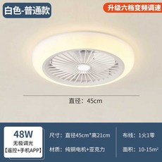 거실 천장 선풍기 식당 숙소 침실 라이트팬 펜션 60cm, 2. 업그레이드 흰색 45cm 리모컨+앱
