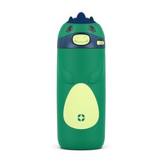 ECLATIS Ello Ellies 355ml12온스 진공 단열 스테인리스 스틸 아동용 물병 빨대 및 내장 운반 손잡이 누출 방지 잠금 뚜껑 포함 학교 배낭 도시락 야외, 12 온스, 디노