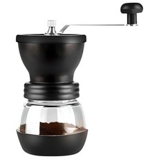 可調粗細 陶瓷機芯, 1個, 玻璃手搖磨豆機【單承軸】1組, 透明, 125ml