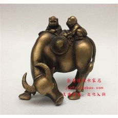 全景景藝家居 水牛童子擺飾, 純銅牧童騎牛金童玉女招財牛旺財居家工藝品擺件