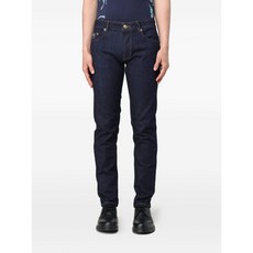 베르사체진쿠튀르 로고 패치 5 포켓 진