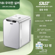 미니 차량용 냉장고 소형 냉동고 휴대용 가정용 숙소용, 18L 강화 유리 패널 실버, 1L