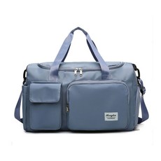 旅行包獨立鞋倉大容量待產收納包游泳訓練健身包學生行李包袋耐用, 1個, 淺藍色【獨立鞋倉+多口袋+乾溼分離】