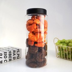 미르코리아 팜스 페트용기 1500ml 원형 보관통 잡곡 커피 식재료 소분 공병, 화이트, 1개, 1개