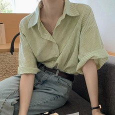 드마엘 여성 바르타 스트라이프 반팔 셔츠 (2color)+델로나