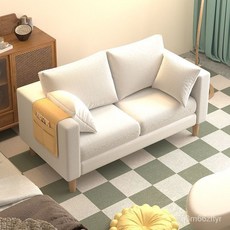 BB沙發小戶型北歐簡約現代臥室出租房簡易網紅雙人三人客廳佈藝沙 EI3H, 湖藍色【海綿款】,73x35cm【送置物袋+送抱枕】