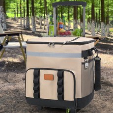 비비드 벌브 3중 단열 이동식 쿨러백 보냉카트 캐리어 35L, 베이지, 1개