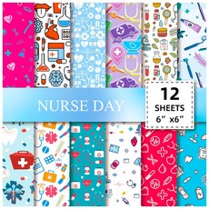 嗨購 護士節藥丸文創手賬素材紙12張/包，剪貼本背景裝飾，手賬必備，可愛文藝風, 素材紙-T01041,15*15CM