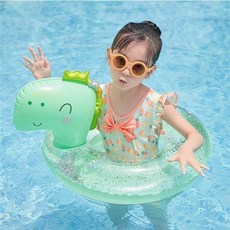 ins網紅泳圈 寶寶泳圈 恐龍泳圈 浮力背心 兒童游泳圈 加厚戲水泳圈 救生衣【B10】, 綠色萌恐龍,充氣游泳圈（5-9歲）, 1個