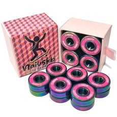 Naivskb 스케이트 베어링 7mm 16팩 정밀 627 베어링 쿼드 스케이트 롤러 더비 스케이트 댄스(빈티지 오렌지), 네온 퍼플