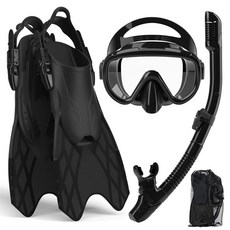 Oceanic Snorkel Combo Set Adult – Premium Snorkeling Gear for Adults with Dry-Top Snorkel & Temper, 01 CHINA, Black