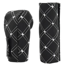 호환 2 피스 차량 핸드 브레이크 기어 시프트 커버 키트 핸드 브레이크 커버 슬리브 차량 인테리어 장식, 01 Black