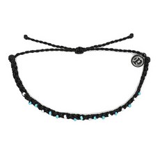 Pura Vida 美國手工彩珠黑色迷你粗線可調式腳鍊，波西米亞風情，可調節，經典百搭, 1個