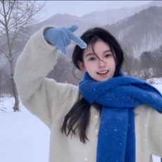 鵝黃色加厚羊絨圍巾 - 冬季保暖純色時尚配件