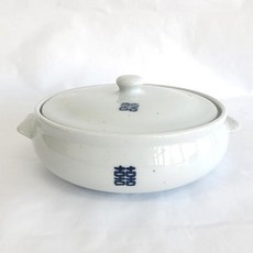단고재 희고백자 찜기 대 (가로 19.5 cm - 1000 ml) 찬기 그릇 찜기 이바지 그릇 죽그릇 탕기, 백자, 1개