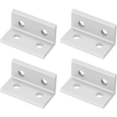 MMETRXITY 4팩 헤비 L자형 코너 브레이스 3D 프린터CNC 절단로봇 프로젝트용 알루미늄 합금 직각 브래킷 0.78 x 패스너 조인트 실버 톤, 0.78 x 0.78"