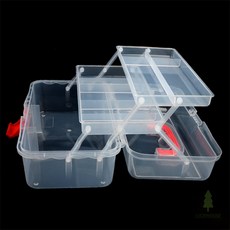 행운몰 손잡이 3단 투명 수납함 정리함 미니소품보관함