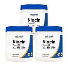 Nutricost 뉴트리코스트 니아신 비타민 B3 파우더 250g, 3개