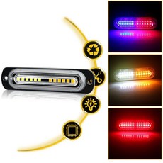 一拖十六汽車中網爆閃警示燈 288LED高亮格柵燈12-24V 頻閃側邊燈, 1個, 黃白,盒裝