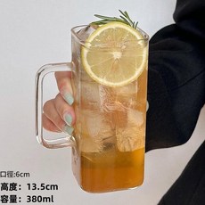 帶把手方形冷水壺, 帶把四方杯, 1個, 380ml