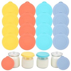 Ultimate Yogurt 병 뚜껑 실리콘 얼티밋 170.1g(6온스) 유리병용 교체 뚜껑 8개 병 커버 얼티밋 요거트 메이커 뚜껑 요거트 오트밀 푸딩에 적합 식, 16 Packs - Jar Lids