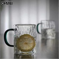 DFMEI 新款加厚耐熱玻璃涼水壺高顏值日式錘紋冷水壺家用大容量涼白開壺, 1個, 樹皮紋杯子:如圖, 1L