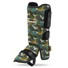 프랭클린 스포츠 야구 및 소프트볼 레그 가드 - PRT 시리즈 청소년 정강이 보호대 + 배팅용 풋 쉴드 다리 토 플레이트가 있는 발목 오른손잡이 왼손잡이 타자 캐롤라인 블루+, 카모/금색