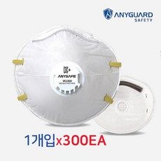 애니가드 안면부여과식 컵타입 밸브형 1급 방진 마스크 VC-102V, 300개, 흰색