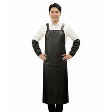 3초쿨 H형 앞치마 방수 방유 수산 정육 팔토시, 블랙(팔토시포함), 1개