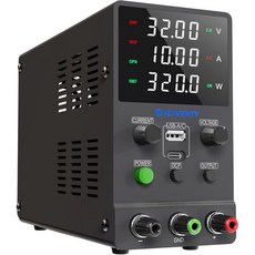 DC 전원 공급 변수 0-32V 0-10A 조정 가능한 20W USB 및 타입-C 급속 충전 인코더 노브 출력 스위치 4자리 LED 디스플레이 - SPS-3010M, Black_30V 10A