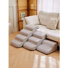 강아지계단 애견 반려견 슬개골 계단 스텝, 1개, S 테디 플러시 그레이 3단 30cm