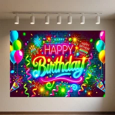 글로우 네온 생일 축하 배경 용품 댄스 카니발 파티 장식 반짝이는 사진 촬영, 01 120x90cm, 06 qmy512-12