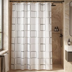 리빙빈욕실 방수 샤워 커튼 + 커튼링 포함, 1개, 모던스퀘어