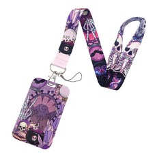 BKBKAAK ID 카드 배지 홀더가 있는 자폐증 랜야드 실키 넥 랜야드가 있는 블랙 플라스틱 이름표 홀더 어린이 여성 교사를 위한 Cool Be Kind 무지개 키체인, Purpleskull