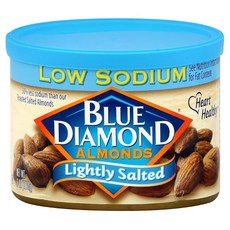 블루 다이아몬드 아몬드 스낵 너트 맛 허니 버터 이동 중에도 간식으로 완벽 6 캔 2팩, Lightly Salted Low Sodium, Pa of 1, 170g