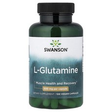 Swanson L-Glutamine 500mg Vegan Capsules 스완슨 L-글루타민 500mg 비건 캡슐, 3개, 100정