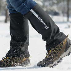 (국산) 겨울 방수 방풍 기모스패츠-방한방수 발목토시/겨울전용스패츠 각반 작업 설산 등산 낚시 스포츠 롱스패츠, 블랙