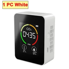 CO2 미터 검출기 다기능 온 습도계 홈 지능형 가스 분석기 가정용 디지털 대기 오염 모니터, CHINA, 1 PC White