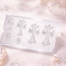 Gonail / 3D 십자가 네일몰드 레진아트 크롬네일몰드 2종 택1, 1개, 02. 6구 십자가