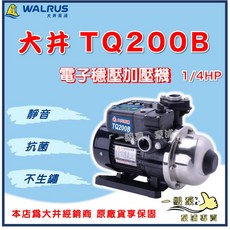 WALRUS 大井 TQ200B 電子穩壓加壓機 1/4HP - 安靜 抗菌 不生鏽, 1個, 3/4" , 110V