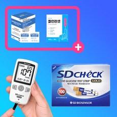 에스디바이오센서 체크골드 가정용 혈당측정기 풀세트 시험지100매+채혈침100개+알콜솜100매, 1세트, 1개