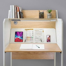 디자인블레스 1인 프리미엄 집중력 가정용 독서실책상, 화이트엘이디