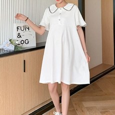 퍼프 소매 포인트 카라 원피스 데일리 임산부 꾸안꾸 puu+1875ai