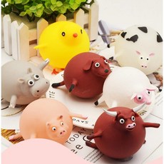 짜내기 감압 짜기 피젯 동물 고무 풍선 말랑이 주물럭 스트레스 해소 장난감 (A1199), 카우, 1개