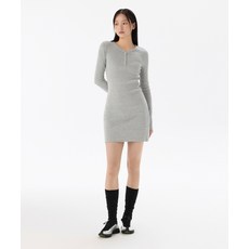 매장정품 무신사스탠다드우먼 MUSINSA STANDARD WOMAN 우먼즈 리브드 와이 넥 긴소매 미니 드레스 [미디엄 그레이] MWEOE5Z02-MR 541242