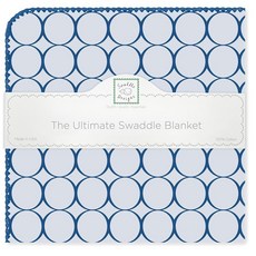 SwaddleDesigns 유아용 코튼 소프트 US 플란넬 목욕 담요 트루 블루 주얼 톤 모드 서클, 트루 블루 모드 서클
