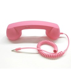 레트로 수화기 핸드셋 마이크조절 전화기, 핑크 + Apple 어댑터